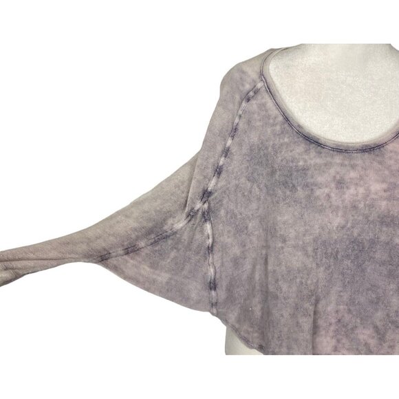WE THE FREE Long Sleeve Cropped Tee Space Tie Dye Linen Blend Sz S Gray 6-16 - Picture 6 of 13